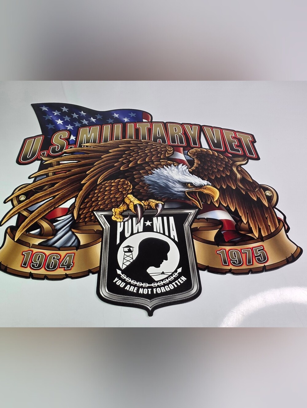 U.S. Military POW MIA You Are Not Forgotten Eagle Flag Metal Sign 1964-1975.